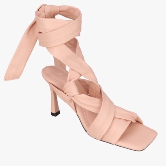 Zara Shoes - NEW Zara Limited Edition Leather High Heel Lace Up Peach Sandals 4313/010